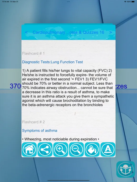 Zrzuty ekranu Cardiopulmonary A&P Exam Prep iPad 