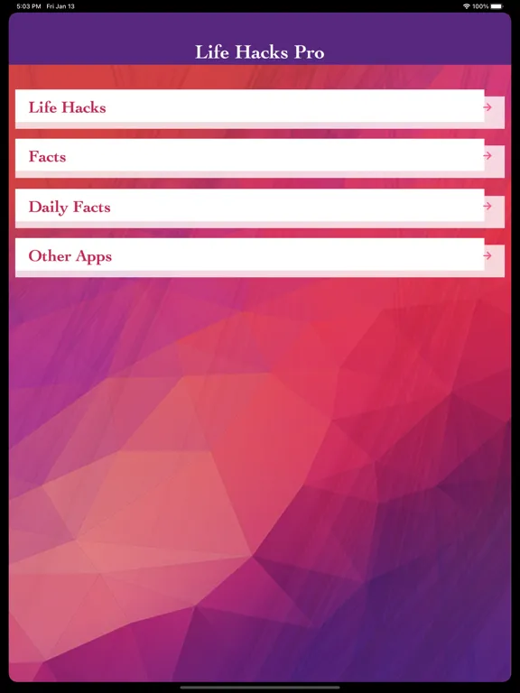 ภาพหน้าจอของ Life Hacks Pro & Weird Facts iPad 