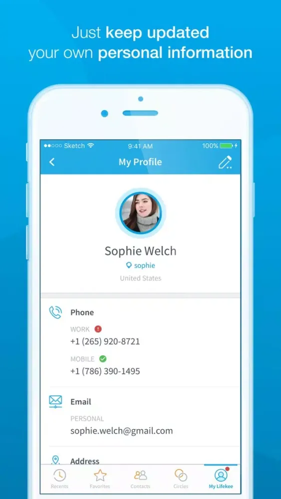 Zrzuty ekranu Lifekee Contact Address Book