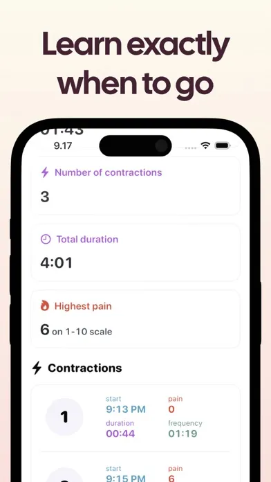 Capturas de tela do Contraction Timer Counter