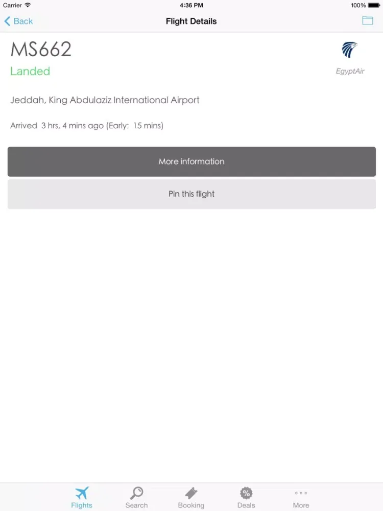 Ảnh chụp màn hình của Cairo Airport iPad 