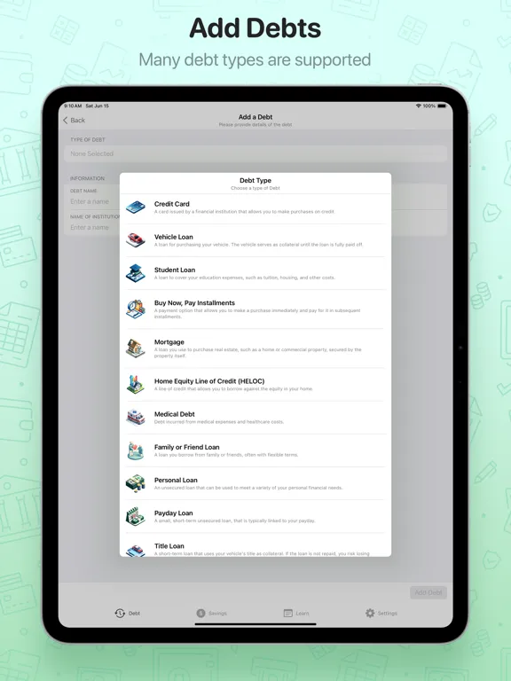 ภาพหน้าจอของ DownPay: Track Debt & Savings iPad 
