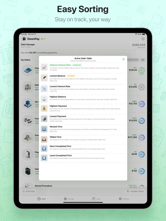 ภาพหน้าจอของ DownPay: Track Debt & Savings iPad 