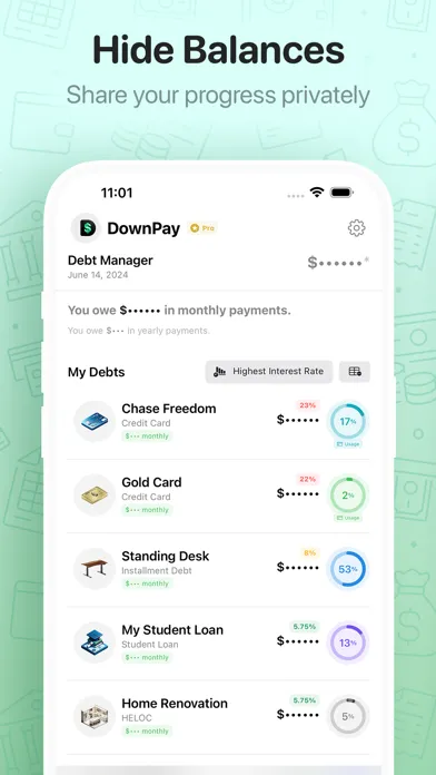 ภาพหน้าจอของ DownPay: Track Debt & Savings
