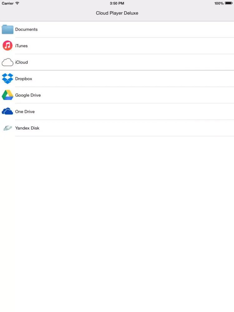 Tangkapan skrin Cloud Player Deluxe iPad 