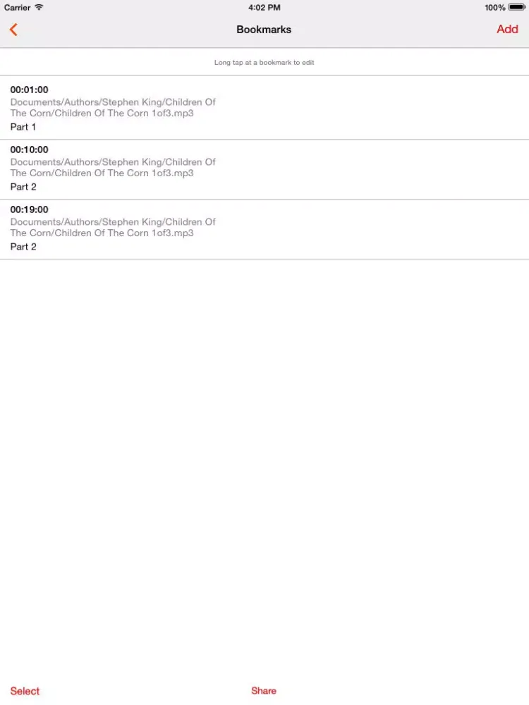 Tangkapan skrin Cloud Player Deluxe iPad 