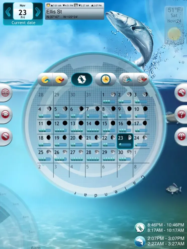 Fishing Deluxe Plus -- Best Fishing Times Calendar iPad 应用截图