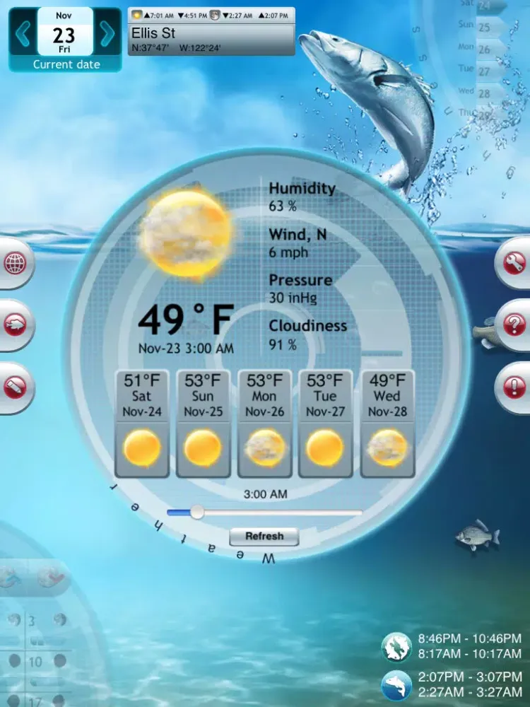 Fishing Deluxe Plus -- Best Fishing Times Calendar iPad 应用截图