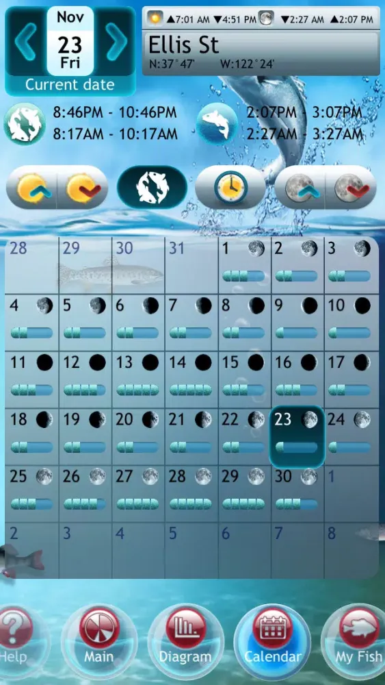 Fishing Deluxe Plus -- Best Fishing Times Calendar应用截图