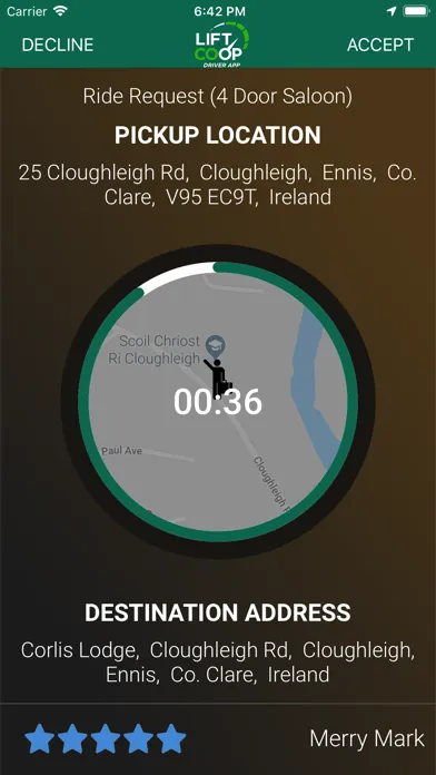 LiftCoOp Driver App Screenshots