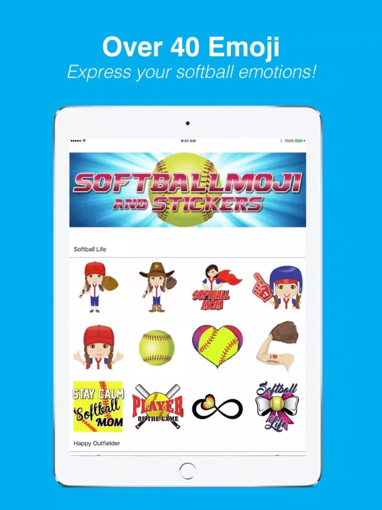 Capturas de pantalla de SoftballMoji and Stickers iPad 