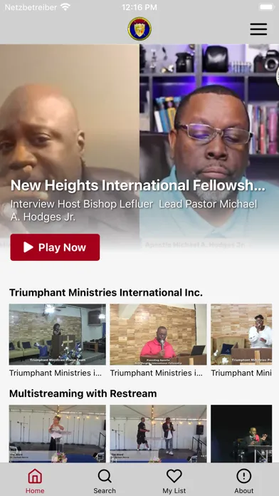 Capturas de tela do Triumphant Life TV Network