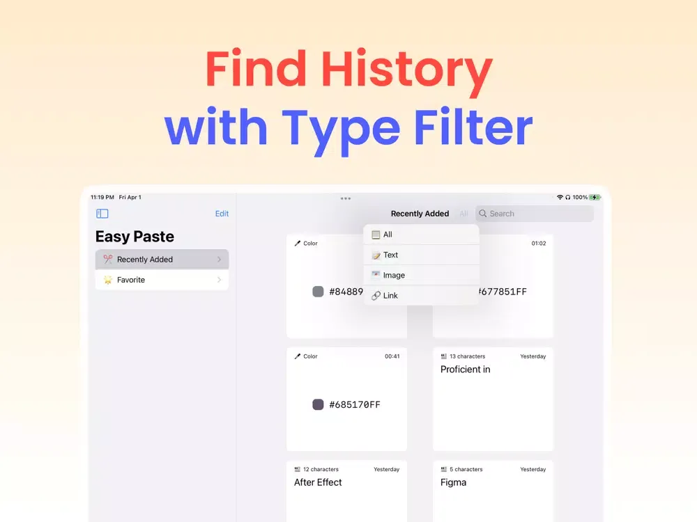 ภาพหน้าจอของ EasyPaste iPad 