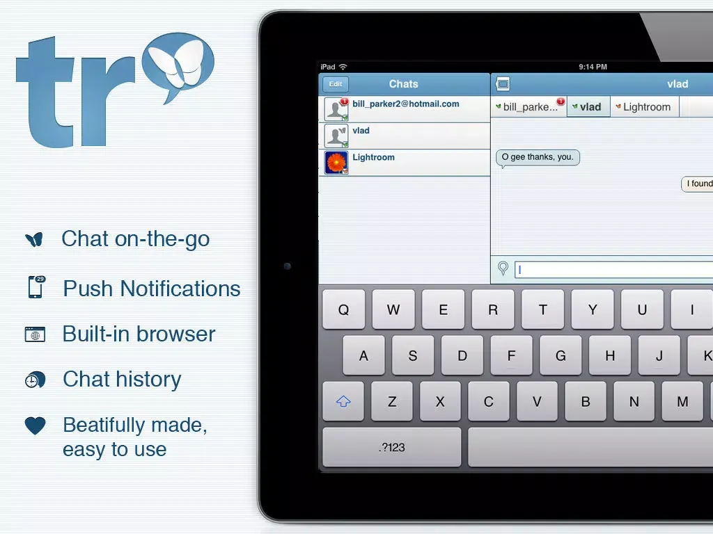 Ảnh chụp màn hình của TalkRoom for MSN iPad 