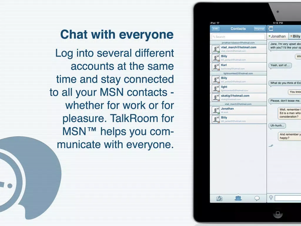 Ảnh chụp màn hình của TalkRoom for MSN iPad 