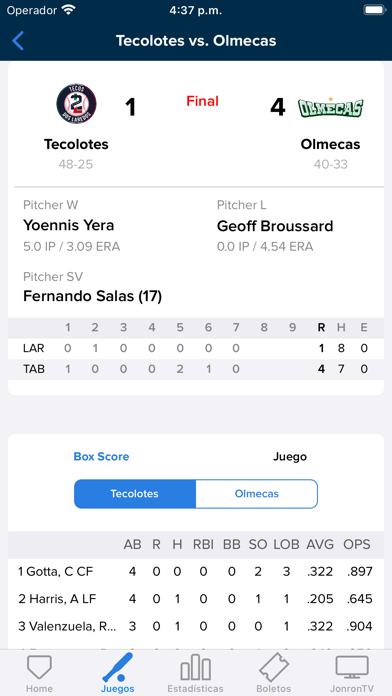 Tangkapan layar Liga Mexicana de Beisbol LMB
