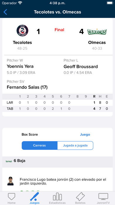 Tangkapan layar Liga Mexicana de Beisbol LMB