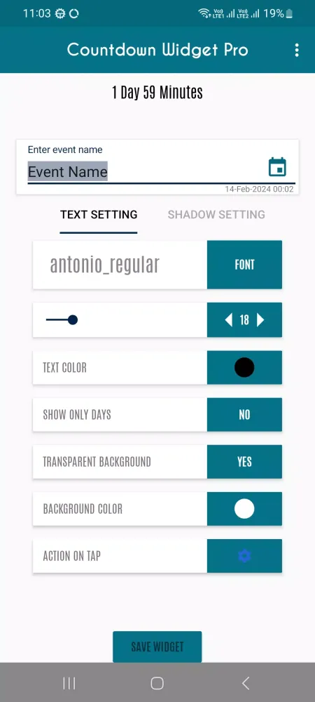 Countdown Widget - Time Until Screenshots