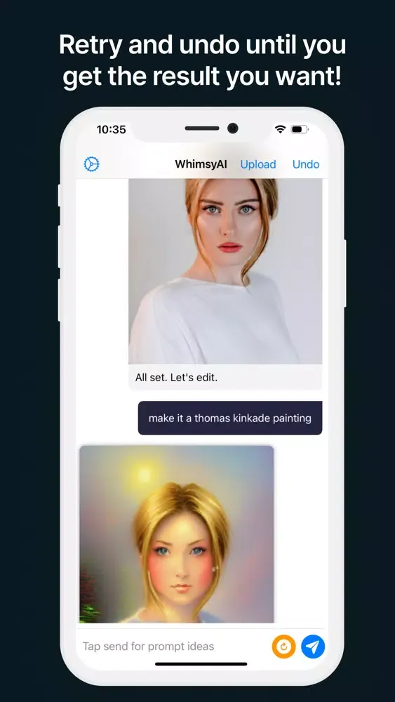 Ảnh chụp màn hình của Whimsy AI: Words to Photos