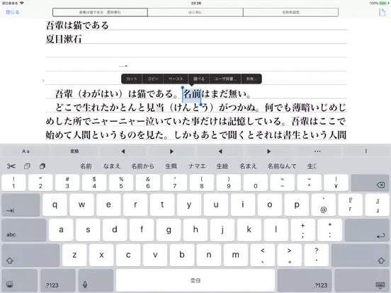 Capturas de tela do iライターズ iPad 