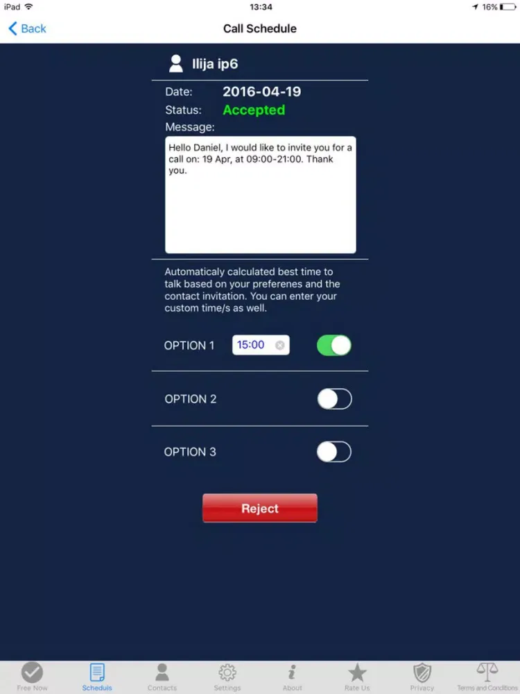 Call-a-friend iPad  Screenshots