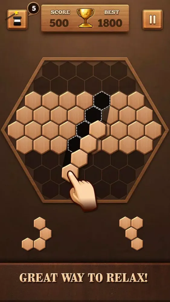 Wooden Hexagon Fit: Hexa Block 스크린샷