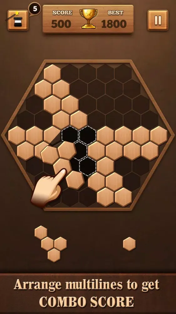 Wooden Hexagon Fit: Hexa Block 스크린샷