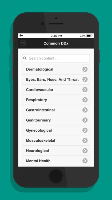 Capturas de tela do Common Differential Diagnosis