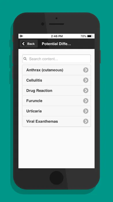 Capturas de tela do Common Differential Diagnosis