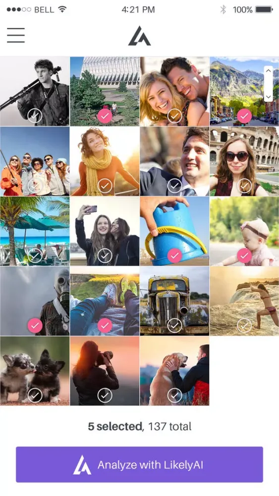 LikelyAI: Popularity of Photos Screenshots