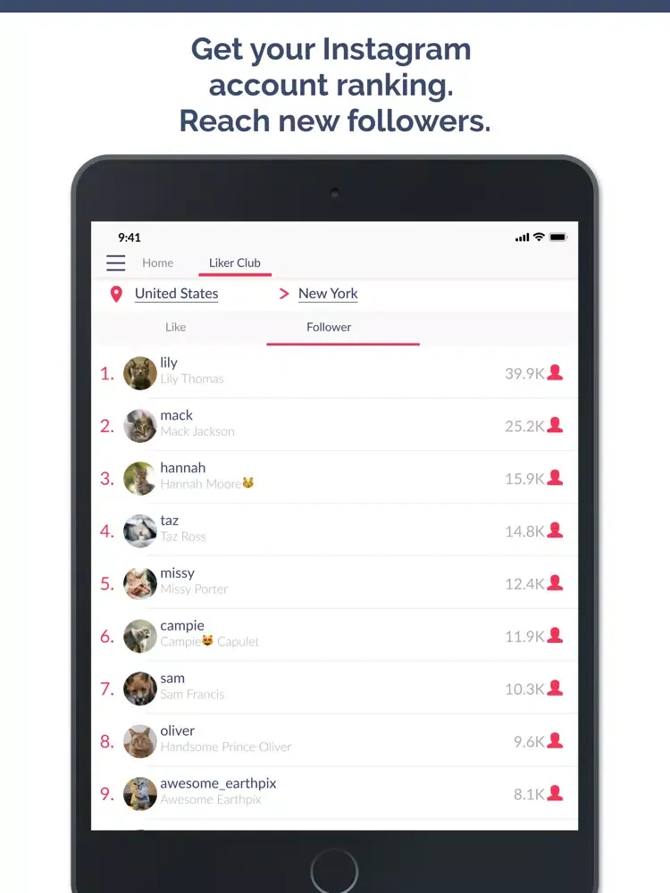 Liker Club - Local IG Profiles iPad  Screenshots