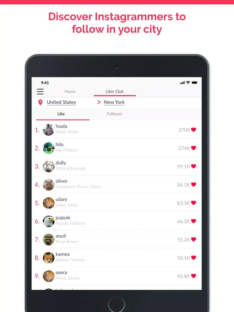 Liker Club - Local IG Profiles iPad  Screenshots