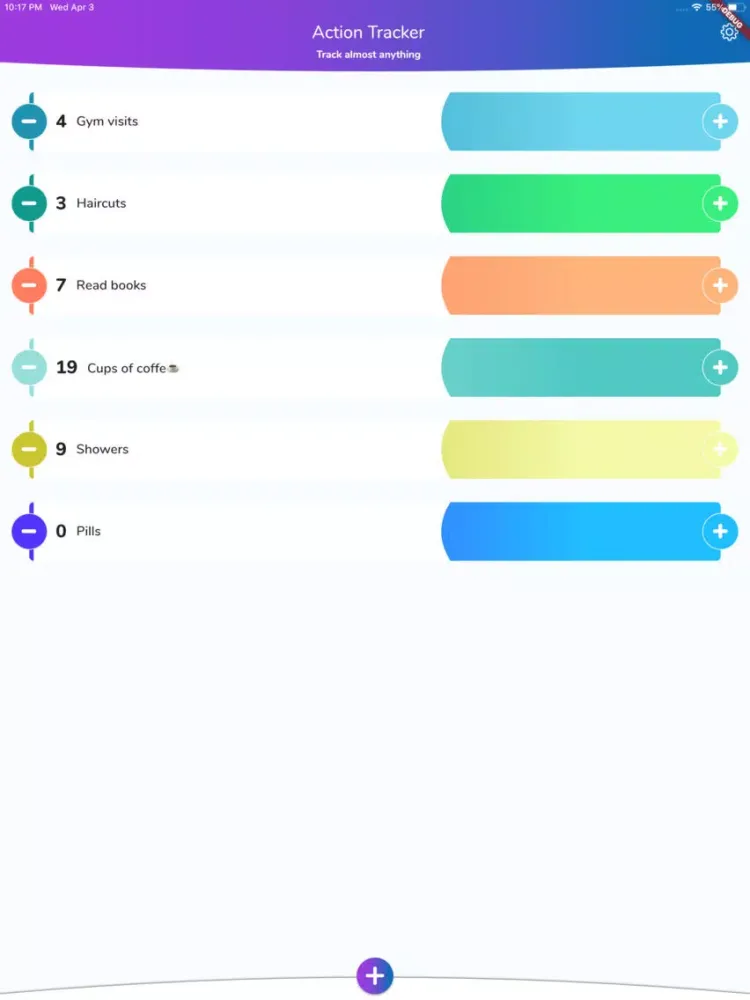 Track it - activities counter iPad  Screenshots