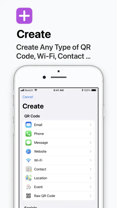 Capturas de tela do QR Code Reader