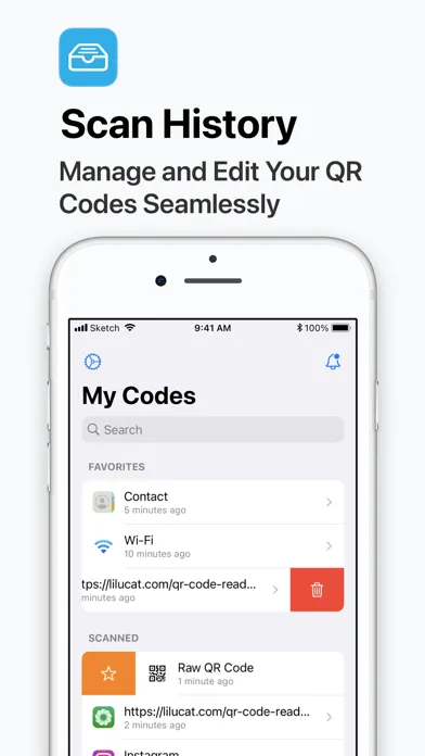 Capturas de tela do QR Code Reader