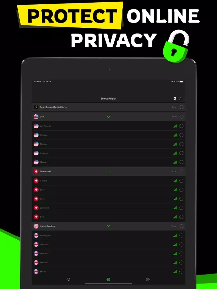 Captures d'écran de Lime VPN iPad 