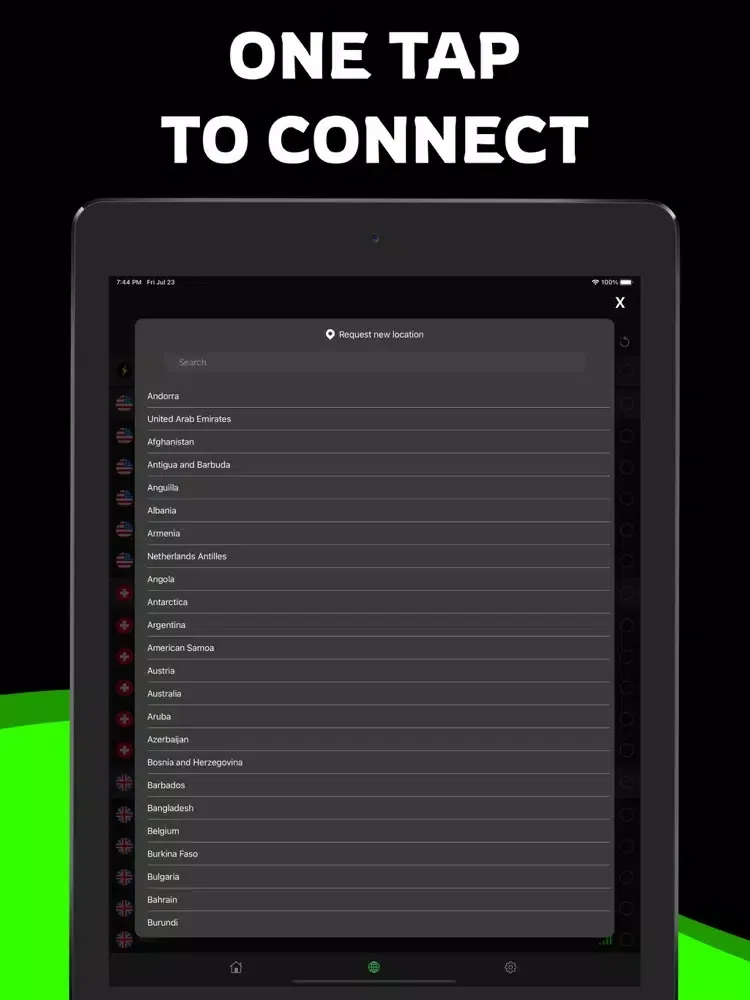 Captures d'écran de Lime VPN iPad 