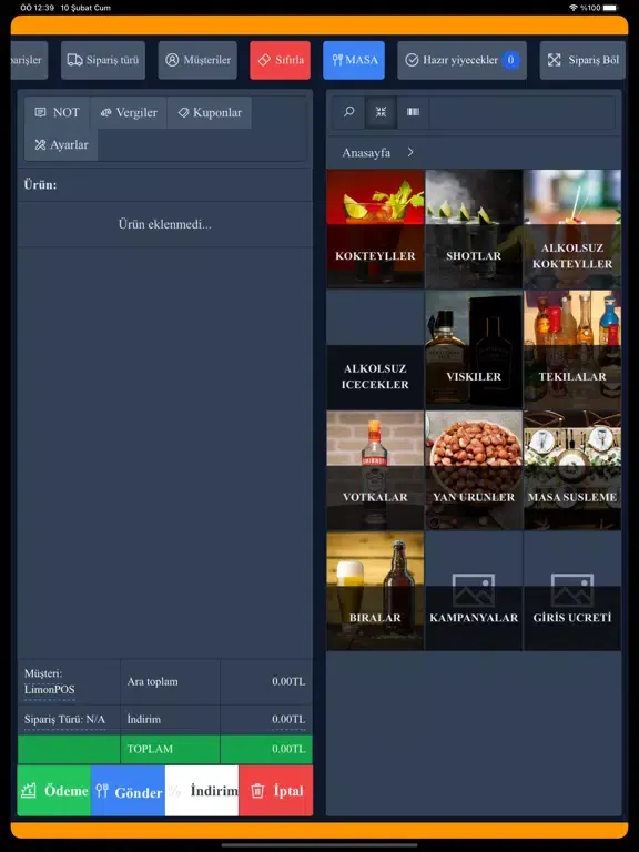 ภาพหน้าจอของ LimonPOS iPad 