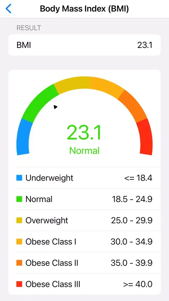Tangkapan layar BMI Calculator App +