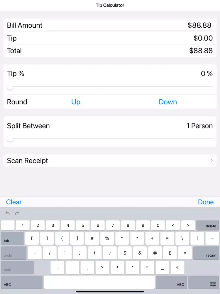 ภาพหน้าจอของ Tip Calculator + Bill Splitter iPad 