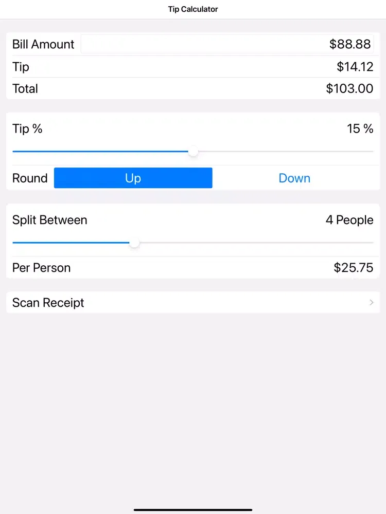 ภาพหน้าจอของ Tip Calculator + Bill Splitter iPad 