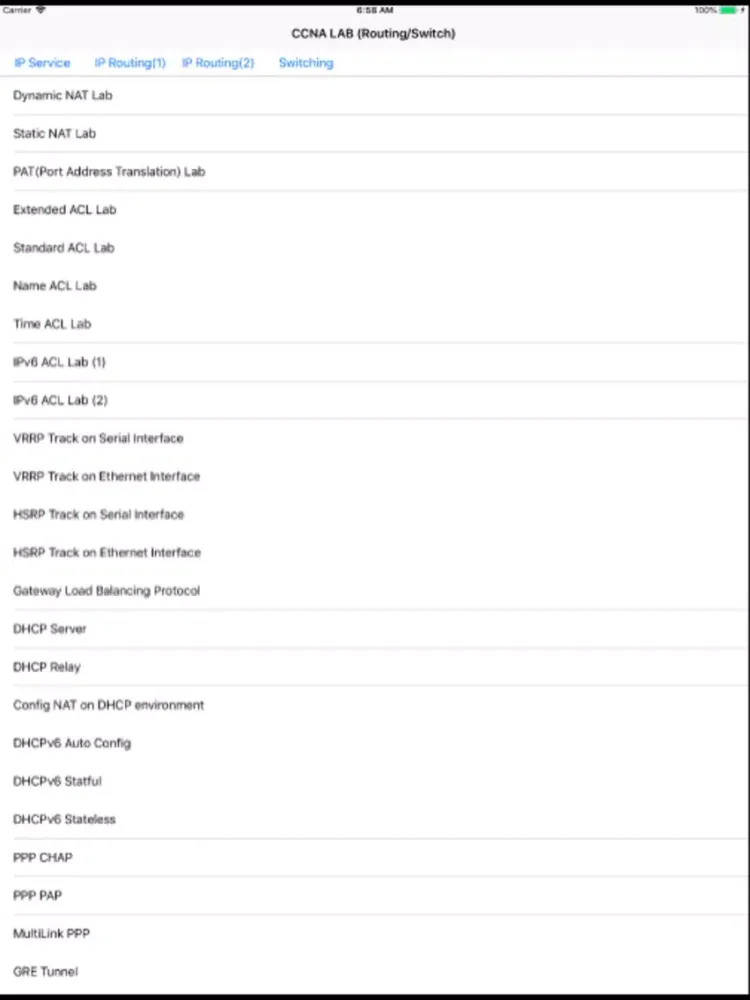 Screenshot di CCNA Routing Labs Practice iPad 