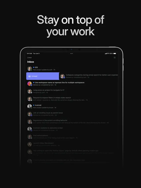 Tangkapan layar Linear Mobile iPad 