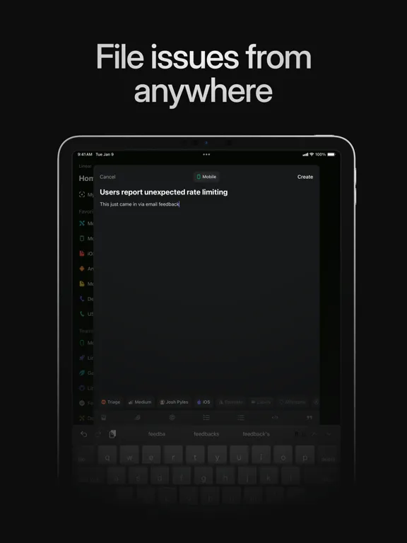 Tangkapan layar Linear Mobile iPad 