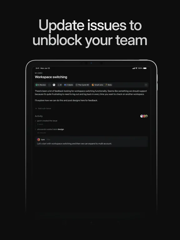 Tangkapan layar Linear Mobile iPad 