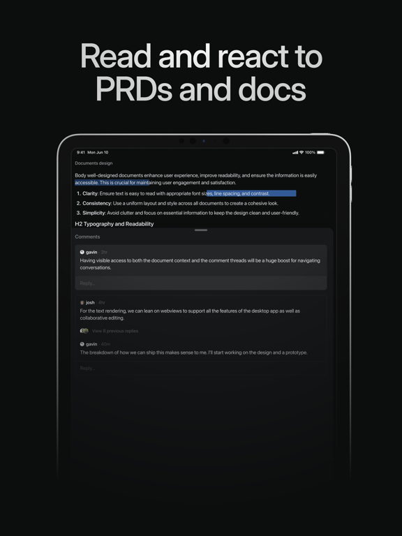 Capturas de pantalla de Linear Mobile iPad 