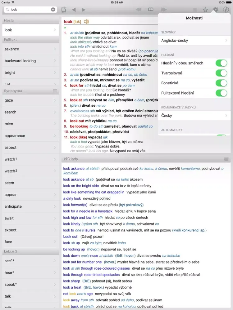 Lingea Anglicko-český velký slovník iPad 應用截圖