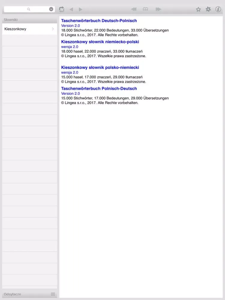 Capturas de pantalla de Niemiecko-polski słownik kieszonkowy Lingea iPad 