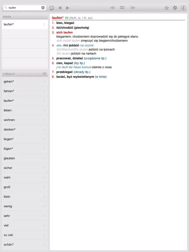 Capturas de pantalla de Niemiecko-polski słownik kieszonkowy Lingea iPad 