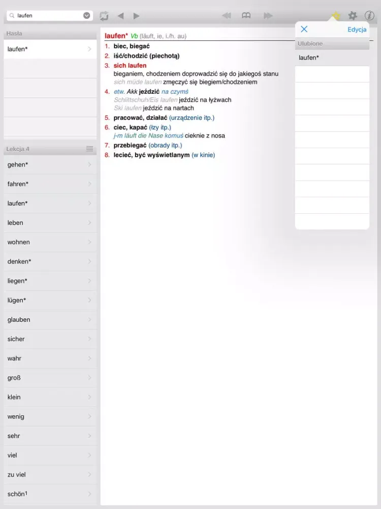 Capturas de pantalla de Niemiecko-polski słownik kieszonkowy Lingea iPad 